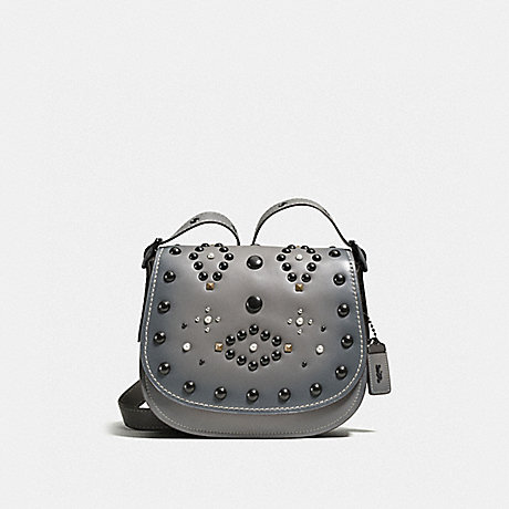 COACH SADDLE 23 WITH WESTERN RIVETS - Heather Grey/Black Copper - f56620