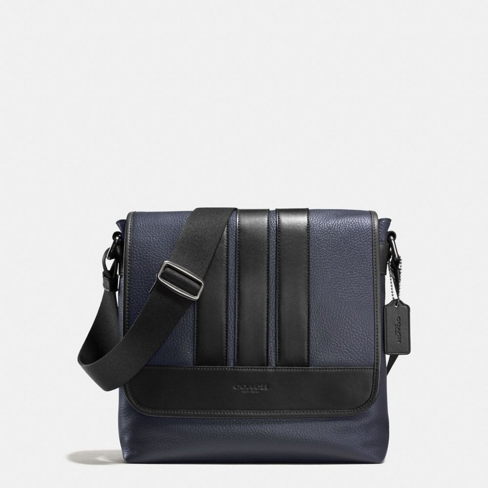 BOND SMALL MESSENGER IN PEBBLE LEATHER - COACH f56666 - MIDNIGHT/BLACK