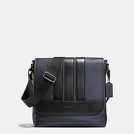 COACH BOND SMALL MESSENGER IN PEBBLE LEATHER - MIDNIGHT/BLACK - f56666