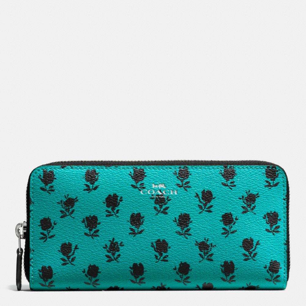 SLIM ACCORDION ZIP IN BADLANDS FLORAL PRINT CANVAS - COACH f56716  - SILVER/TURQUOISE BLACK