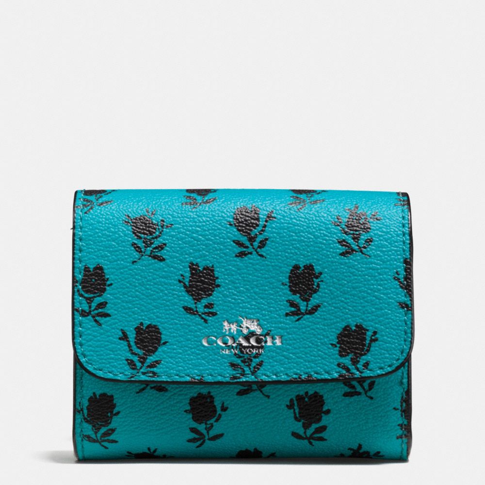 ACCORDION CARD CASE IN BADLANDS FLORAL PRINT CANVAS - COACH f56723 - SILVER/TURQUOISE BLACK