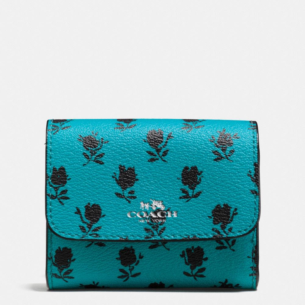 ACCORDION CARD CASE IN BADLANDS FLORAL PRINT CANVAS - COACH  f56723 - SILVER/TURQUOISE BLACK