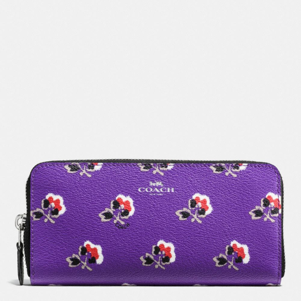 SLIM ACCORDION ZIP IN BRAMBLE ROSE PRINT CANVAS - COACH f56732 -  SILVER/PURPLE