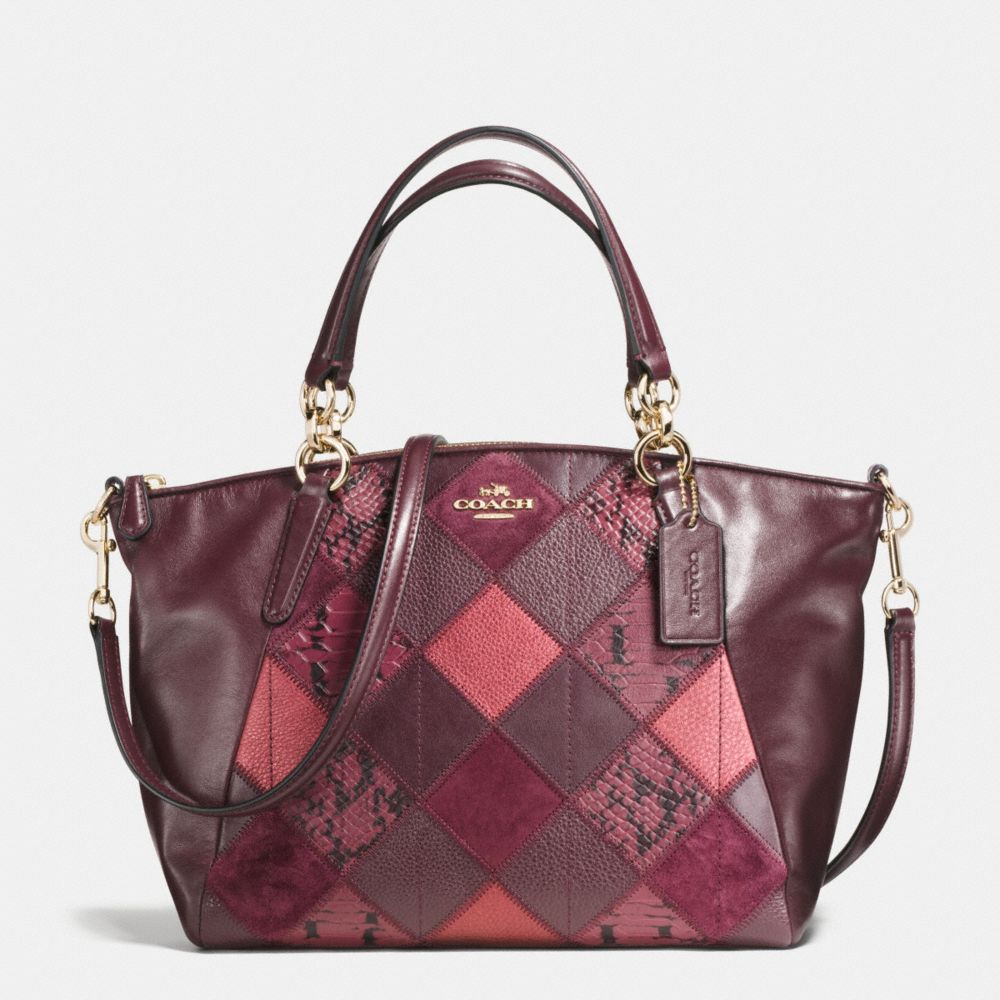 SMALL KELSEY SATCHEL IN METALLIC PATCHWORK LEATHER - COACH f56848 - IMITATION GOLD/METALLIC CHERRY