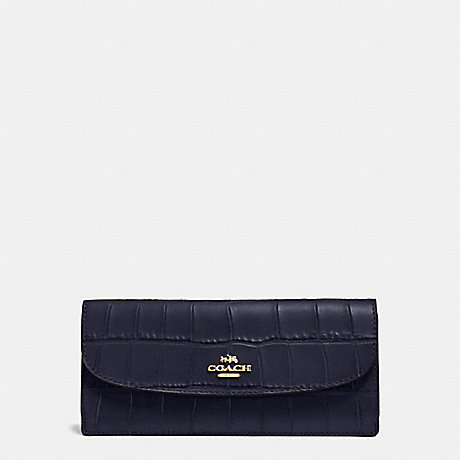COACH SOFT WALLET IN CROC EMBOSSED LEATHER - IMITATION GOLD/MIDNIGHT - f57217
