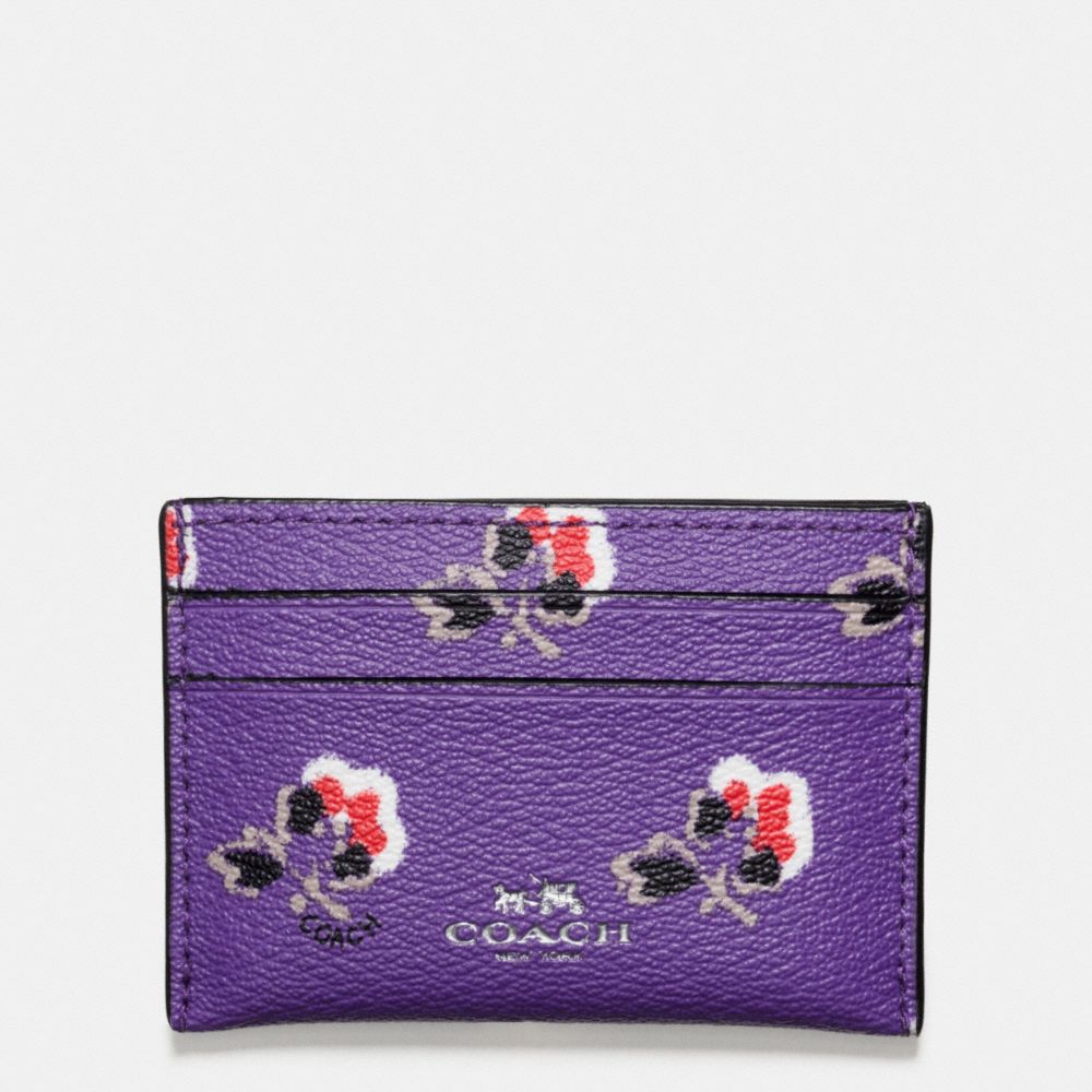 FLAT CARD CASE IN BRAMBLE ROSE PRINT CANVAS - COACH f57225 - SILVER/PURPLE