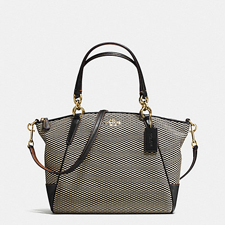 COACH SMALL KELSEY SATCHEL IN EXPLODED REPS PRINT JACQUARD - IMITATION GOLD/MILK/BLACK - f57244