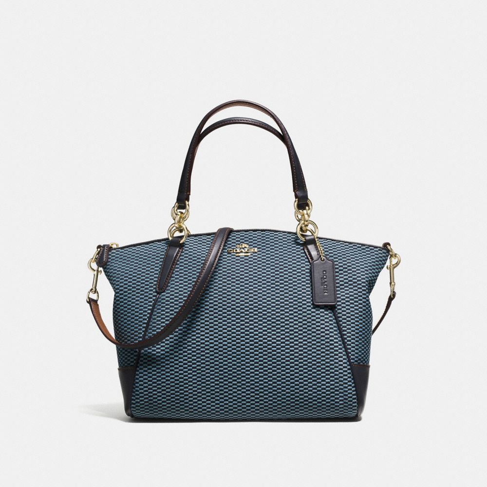 SMALL KELSEY SATCHEL IN LEGACY JACQUARD - COACH f57244 - IMITATION GOLD/MILK MIDNIGHT