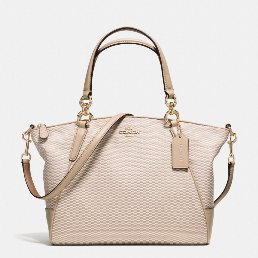 SMALL KELSEY SATCHEL IN LEGACY JACQUARD - COACH f57244 - IMITATION GOLD/MILK BEECHWOOD