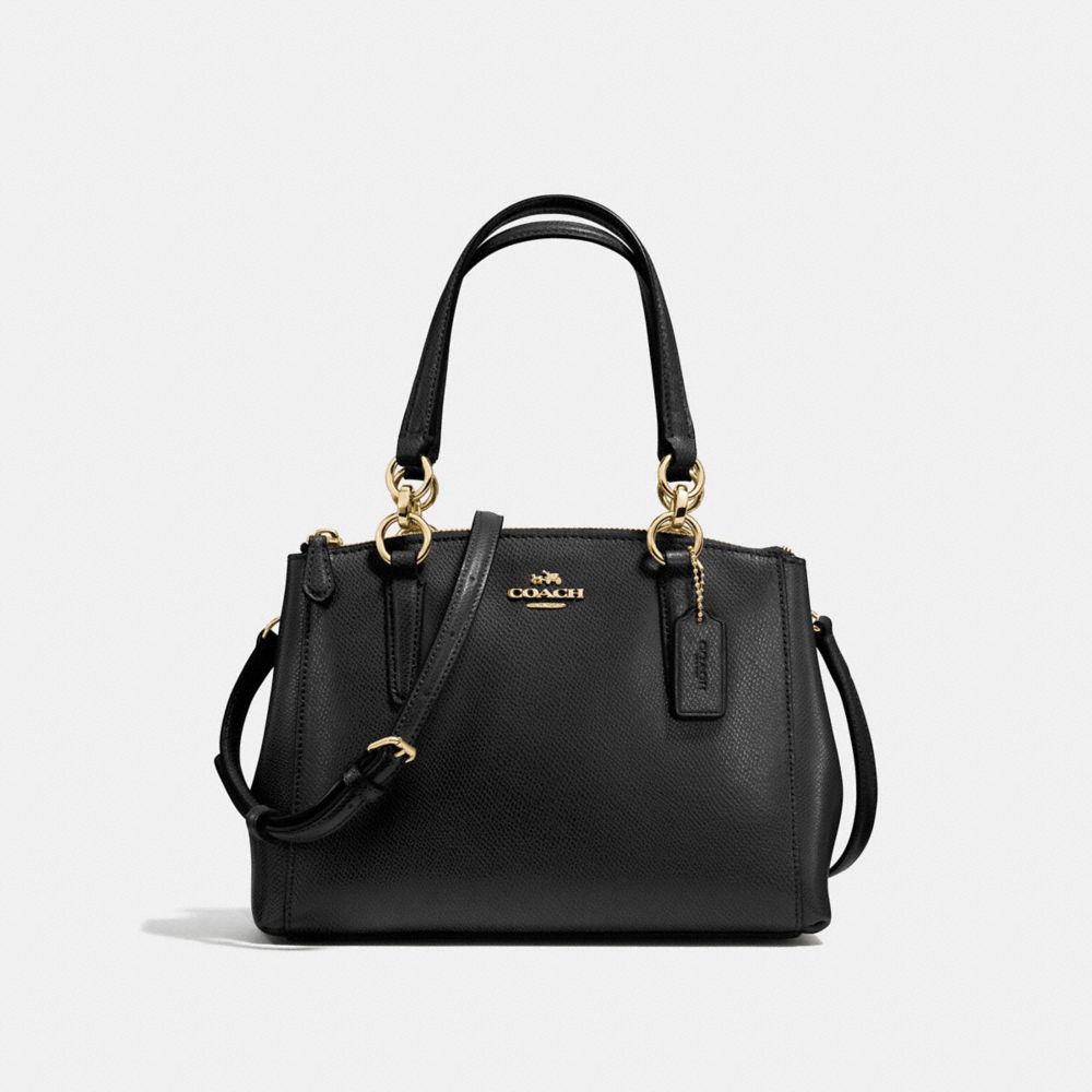 MINI CHRISTIE CARRYALL IN CROSSGRAIN LEATHER - COACH f57265 -  LIGHT GOLD/BLACK