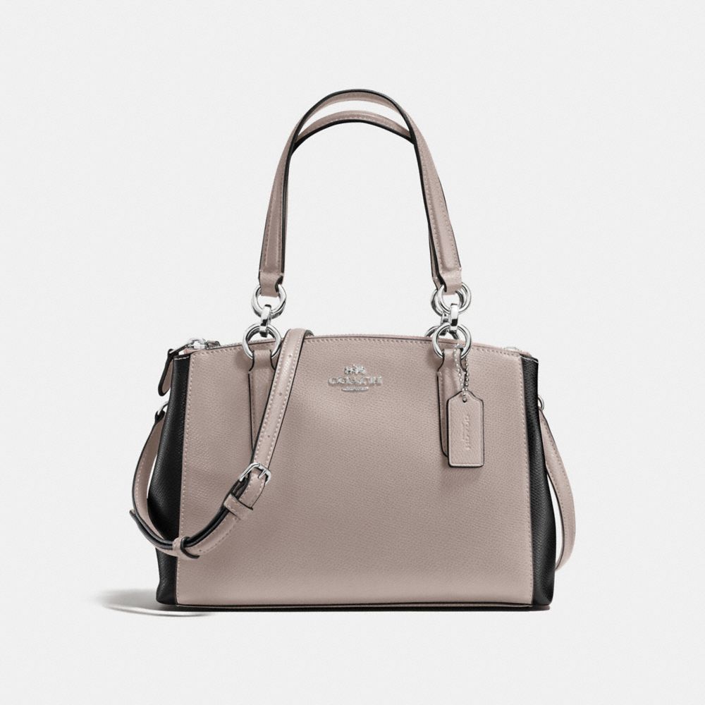 MINI CHRISTIE CARRYALL IN COLORBLOCK LEATHER - COACH f57266 -  SILVER/GREY BIRCH