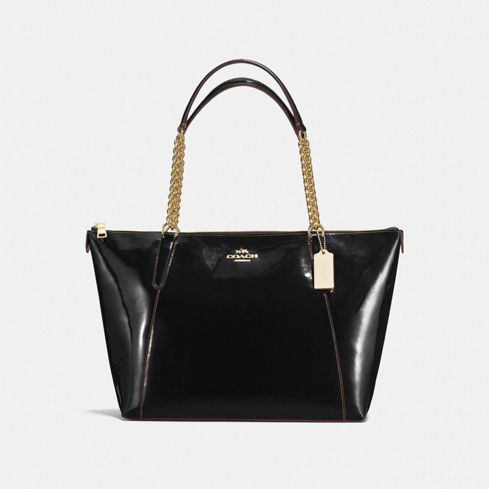 AVA CHAIN TOTE IN PATENT LEATHER - COACH f57308 - IMITATION  GOLD/BLACK