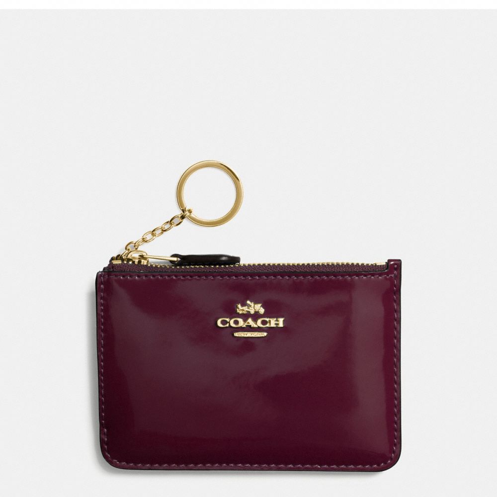 KEY POUCH WITH GUSSET IN PATENT LEATHER - COACH f57310 -  IMITATION GOLD/OXBLOOD 1