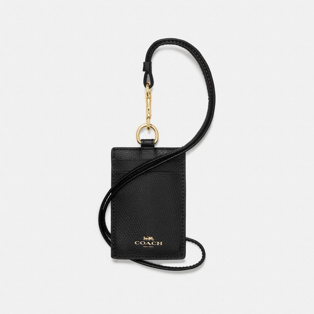 ID LANYARD IN CROSSGRAIN LEATHER - COACH f57311 - IMITATION  GOLD/BLACK