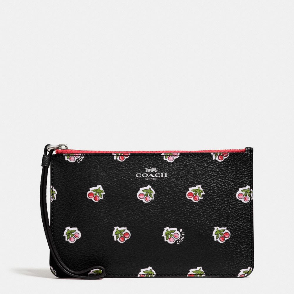 SMALL WRISTLET IN CHERRY PRINT COATED CANVAS - COACH f57317 -  SILVER/BLACK MULTI