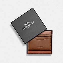 COACH BOXED CARD CASE - DARK SADDLE - F57337
