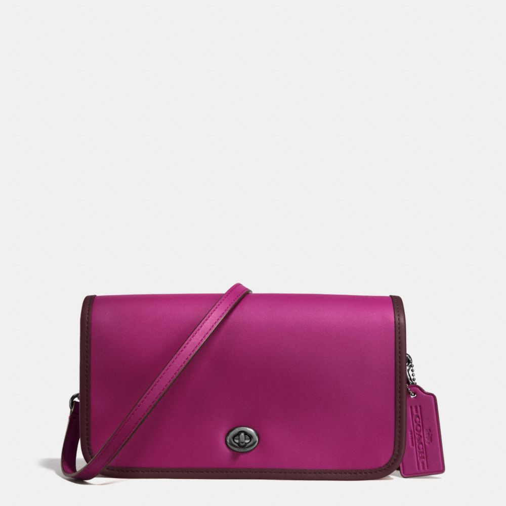 COACH 75TH ANNIVERSARY PENNY CROSSBODY IN GLOVETANNED CALF LEATHER - BLACK ANTIQUE NICKEL/OXBLOOD 1/FUSCHIA - F57460