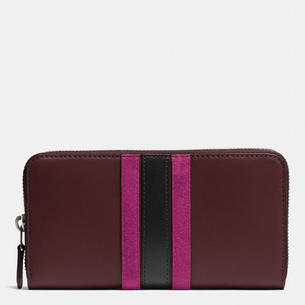 75TH ANNIVERSARY ACCORDION ZIP WALLET IN GLOVETANNED CALF LEATHER - COACH f57463 - BLACK ANTIQUE NICKEL/OXBLOOD 1/FUSCHIA