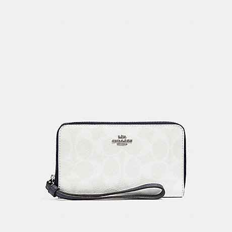 COACH PHONE WALLET IN SIGNATURE CANVAS - chalk/midnight/silver - f57468