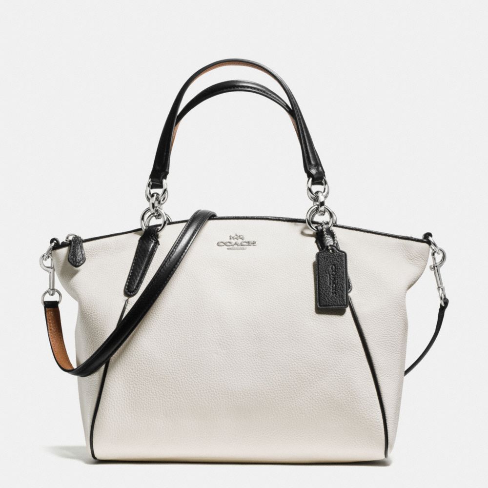 COACH SMALL KELSEY SATCHEL WITH CONTRAST TRIM IN PEBBLE LEATHER - SILVER/CHALK MULTI - F57486