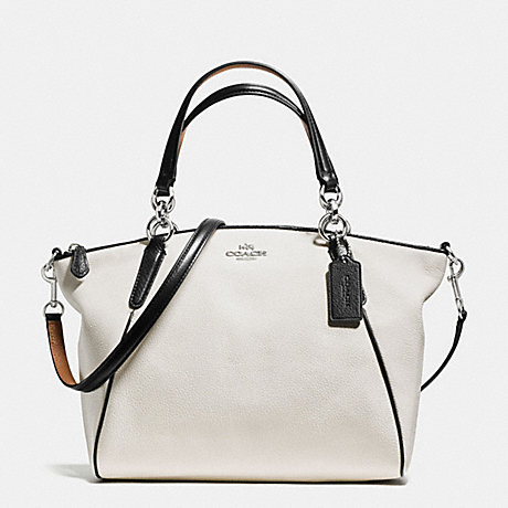 COACH SMALL KELSEY SATCHEL WITH CONTRAST TRIM IN PEBBLE LEATHER - SILVER/CHALK MULTI - f57486