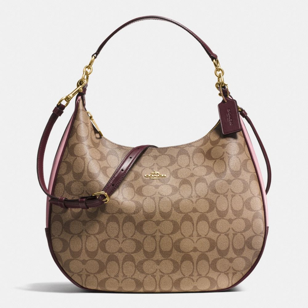 COACH HARLEY HOBO IN COLORBLOCK SIGNATURE - IMITATION GOLD/KHAKI OXBLOOD MULTI - F57491