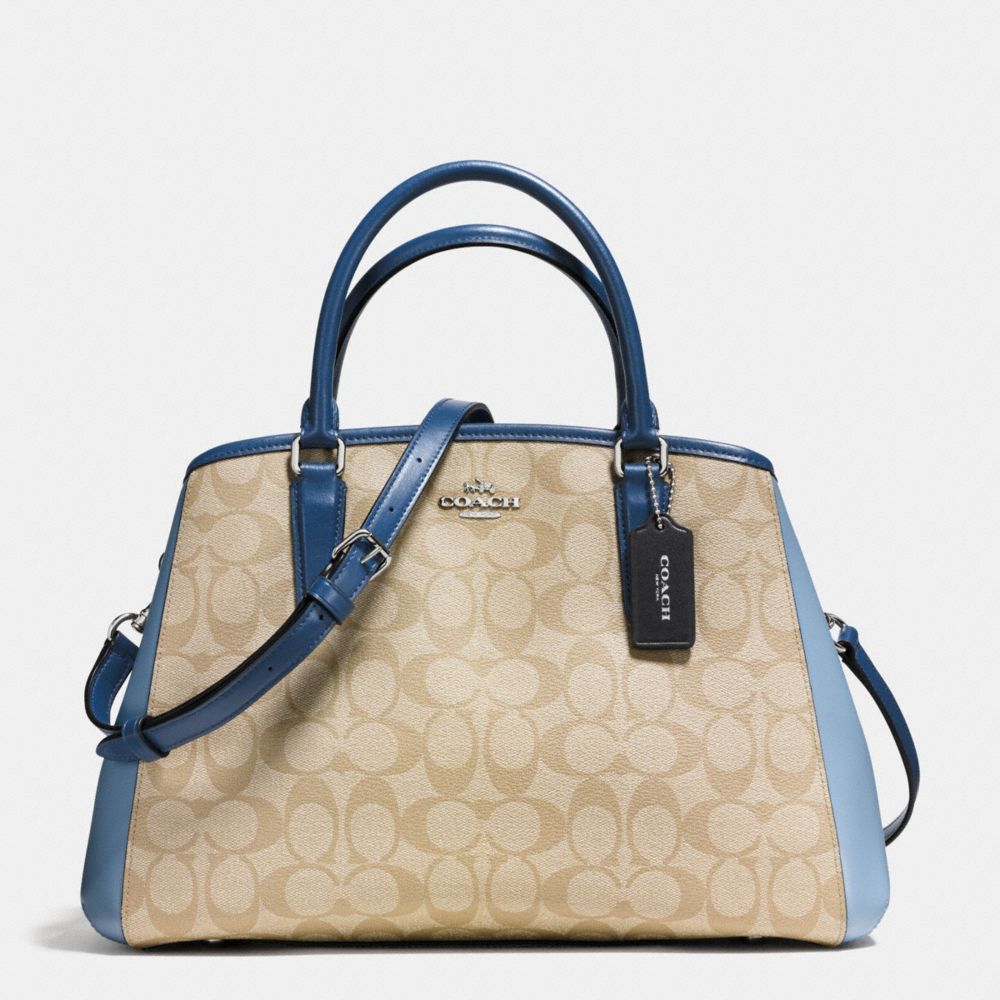 COACH SMALL MARGOT CARRYALL IN COLORBLOCK SIGNATURE - SILVER/KHAKI/BLUE MULTI - F57492