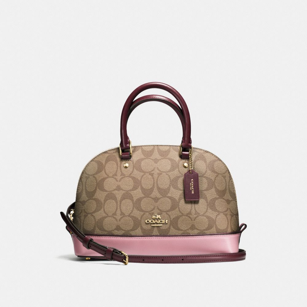 COACH MINI SIERRA SATCHEL IN COLORBLOCK SIGNATURE - IMITATION GOLD/KHAKI OXBLOOD MULTI - F57493