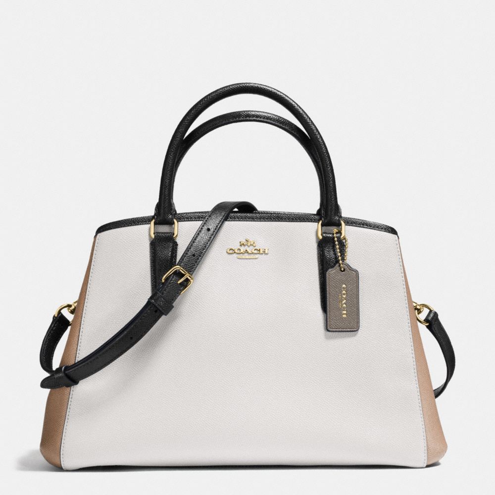 SMALL MARGOT CARRYALL IN GEOMETRIC COLORBLOCK CROSSGRAIN LEATHER - COACH f57497 - IMITATION GOLD/CHALK FOG MULTI