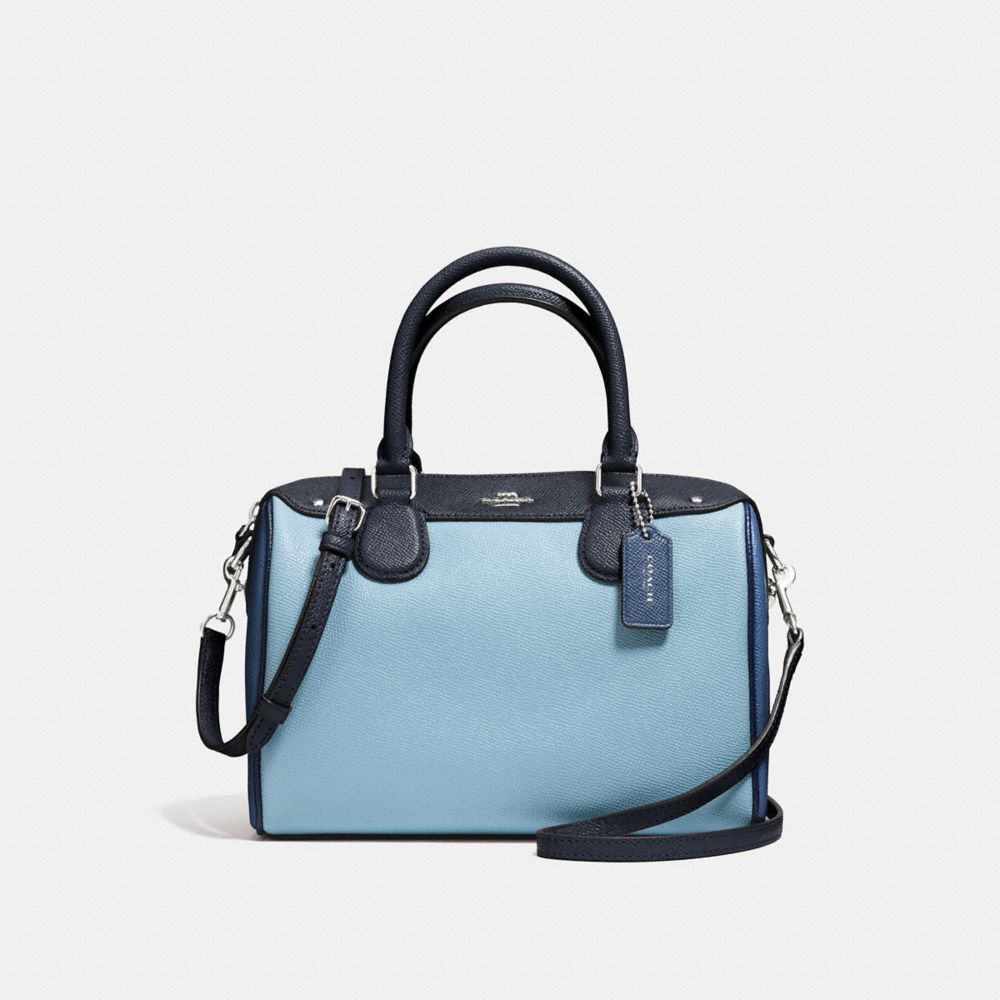 MINI BENNETT SATCHEL IN GEOMETRIC COLORBLOCK CROSSGRAIN LEATHER -  COACH f57498 - SILVER/MIDNIGHT BLUE MULTI