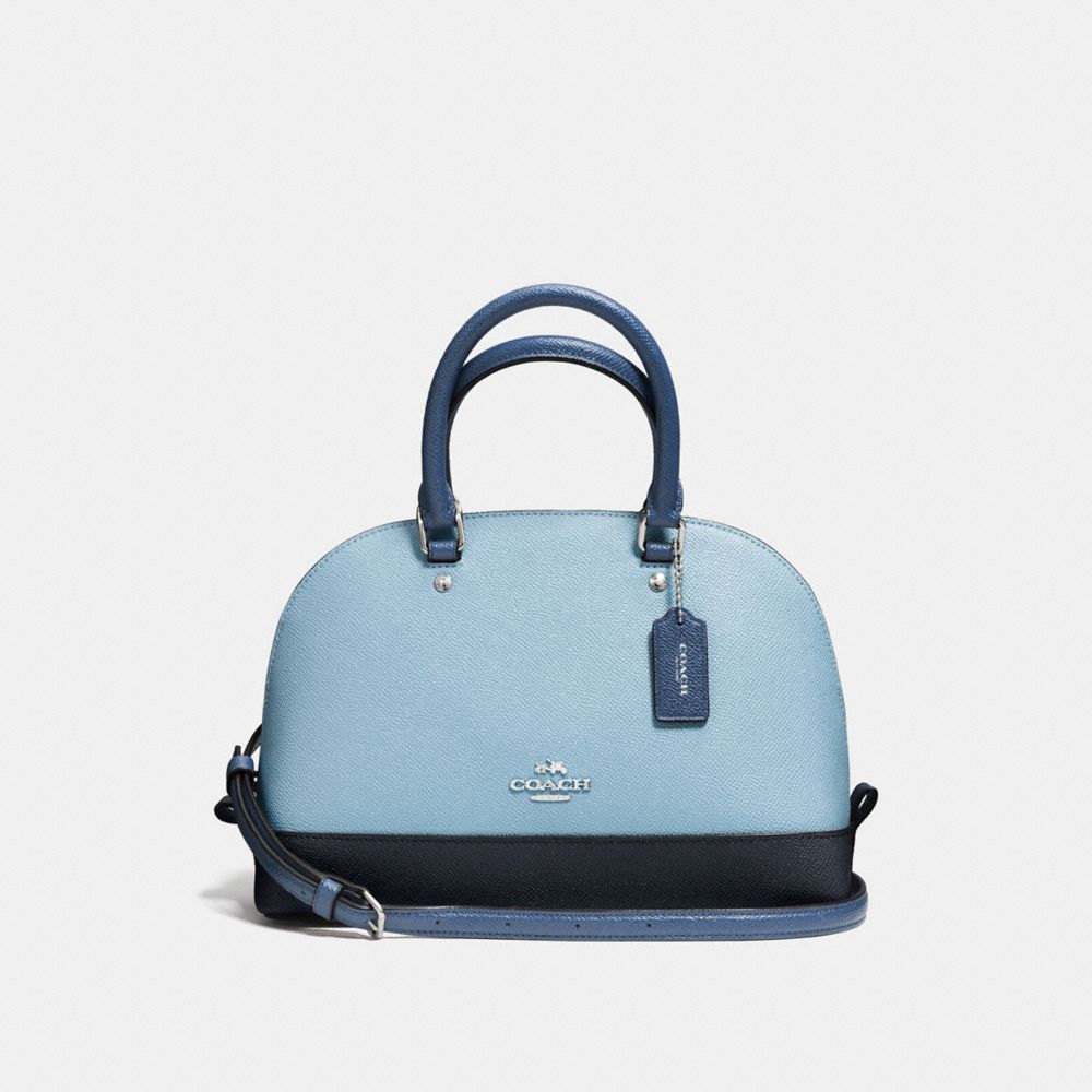MINI SIERRA SATCHEL IN GEOMETRIC COLORBLOCK CROSSGRAIN LEATHER -  COACH f57499 - SILVER/MIDNIGHT BLUE MULTI