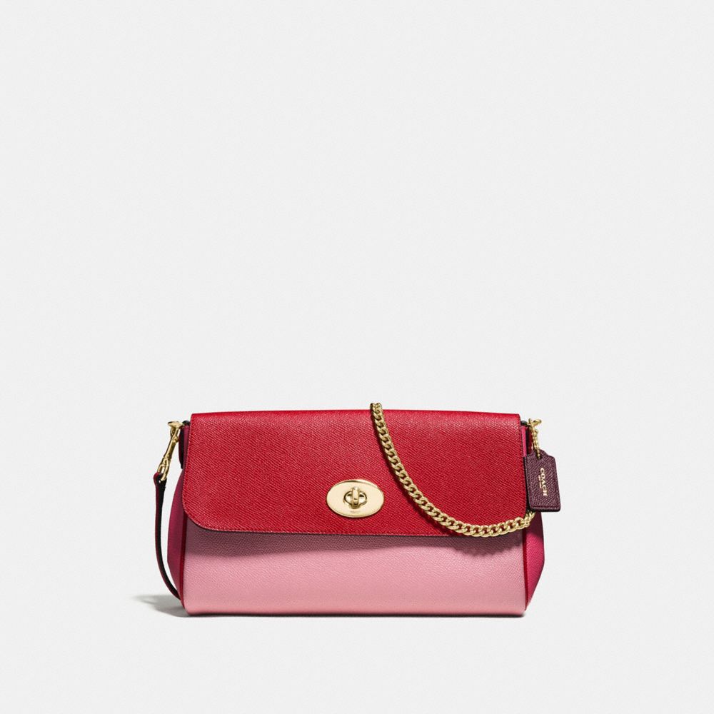 COACH RUBY CROSSBODY IN GEOMETRIC COLORBLOCK CROSSGRAIN LEATHER - IMITATION GOLD/STRAWBERRY/OXBLOOD MULTI - F57501