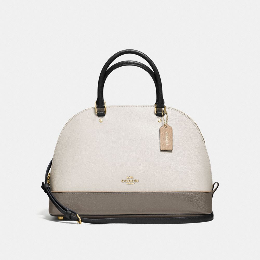 COACH SIERRA SATCHEL IN GEOMETRIC COLORBLOCK CROSSGRAIN LEATHER - IMITATION GOLD/CHALK FOG MULTI - F57502