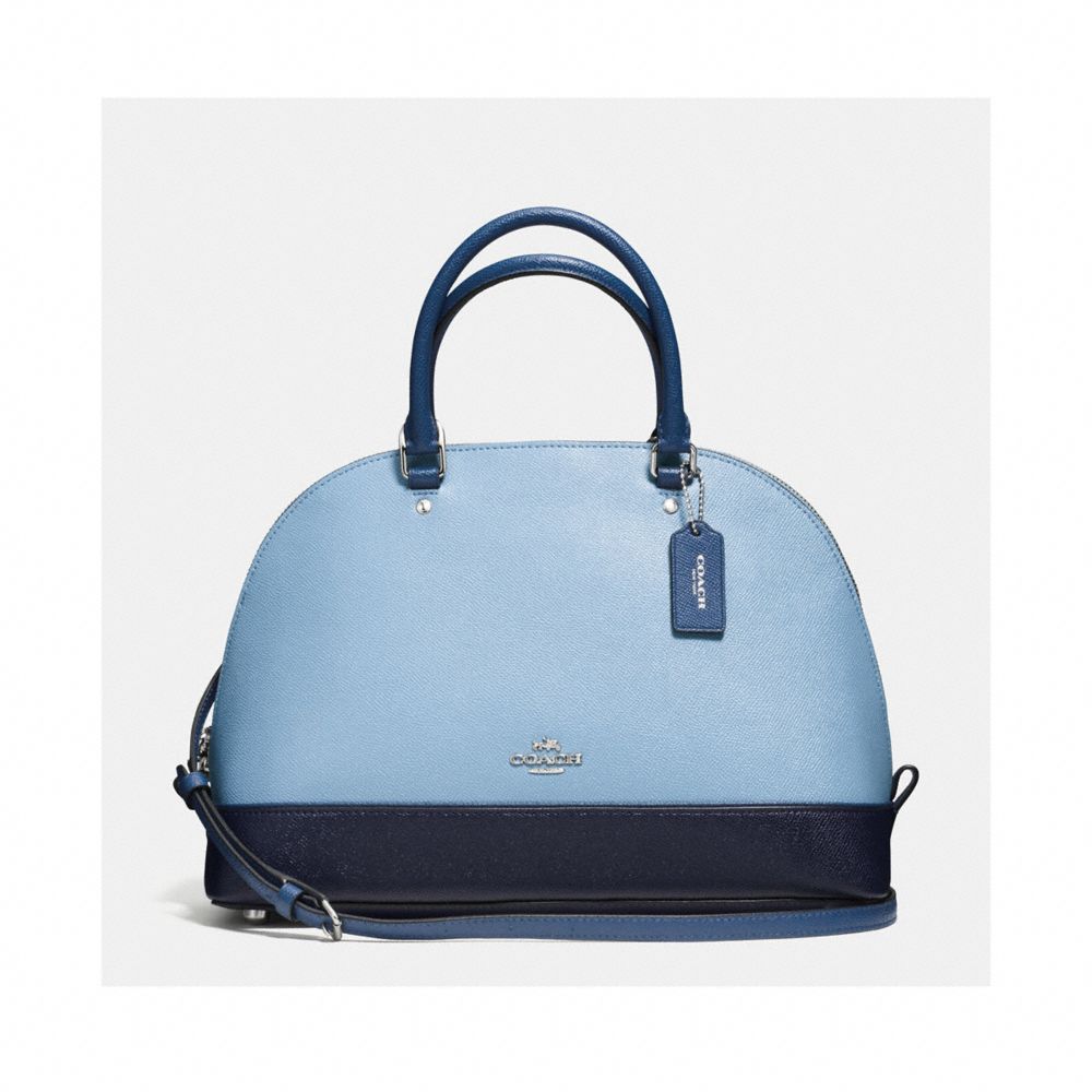 SIERRA SATCHEL IN GEOMETRIC COLORBLOCK CROSSGRAIN LEATHER - COACH  f57502 - SILVER/MIDNIGHT BLUE MULTI