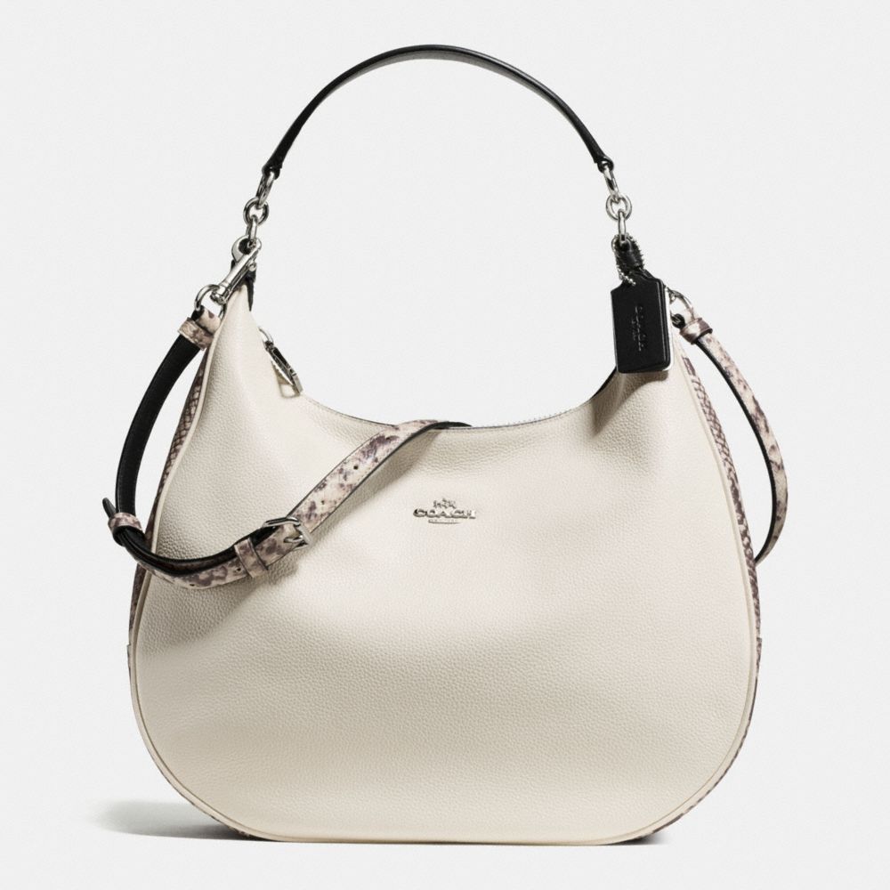 HARLEY HOBO WITH SNAKE EMBOSSED LEATHER TRIM - COACH f57503 -  SILVER/CHALK MULTI