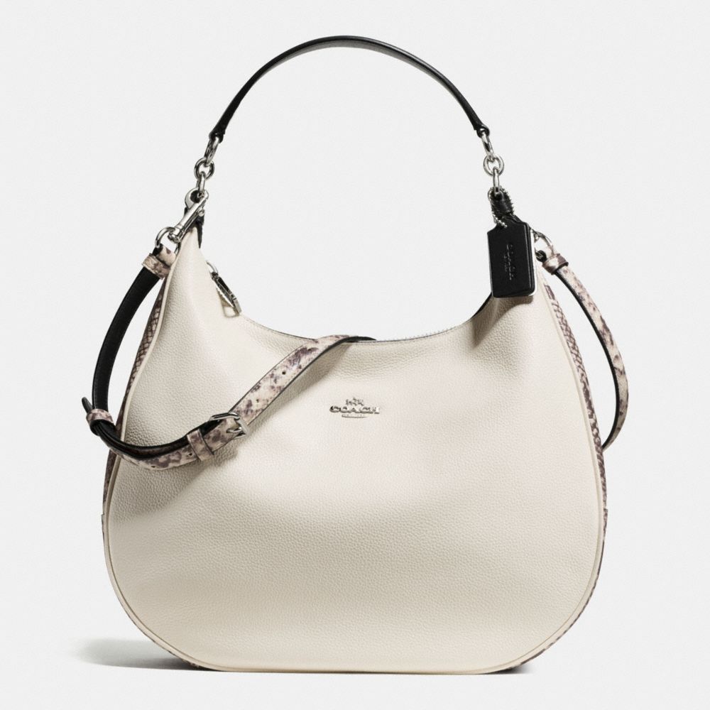 HARLEY HOBO WITH SNAKE EMBOSSED LEATHER TRIM - COACH f57503 - SILVER/CHALK MULTI