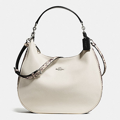 COACH HARLEY HOBO WITH SNAKE EMBOSSED LEATHER TRIM - SILVER/CHALK MULTI - f57503