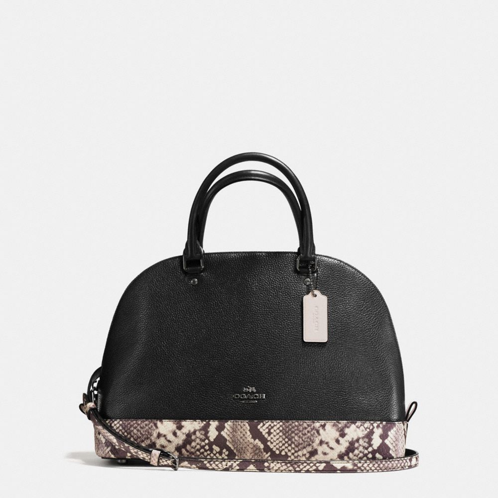 SIERRA SATCHEL WITH SNAKE EMBOSSED LEATHER TRIM - COACH f57504 -  ANTIQUE NICKEL/BLACK MULTI