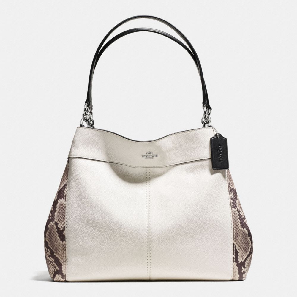 LEXY SHOULDER BAG WITH SNAKE EMBOSSED LEATHER TRIM - COACH f57505  - SILVER/CHALK MULTI
