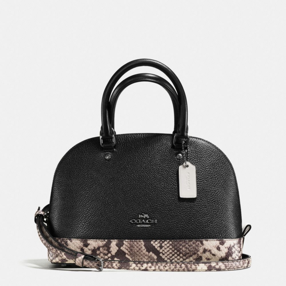 MINI SIERRA SATCHEL WITH SNAKE EMBOSSED LEATHER TRIM - COACH f57506 - ANTIQUE NICKEL/BLACK MULTI