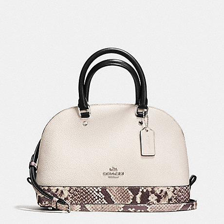 COACH MINI SIERRA SATCHEL WITH SNAKE EMBOSSED LEATHER TRIM - SILVER/CHALK MULTI - f57506