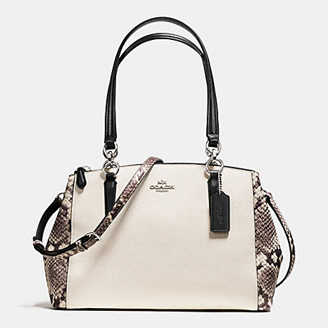 COACH SMALL CHRISTIE CARRYALL WITH SNAKE EMBOSSED LEATHER TRIM - SILVER/CHALK MULTI - f57507