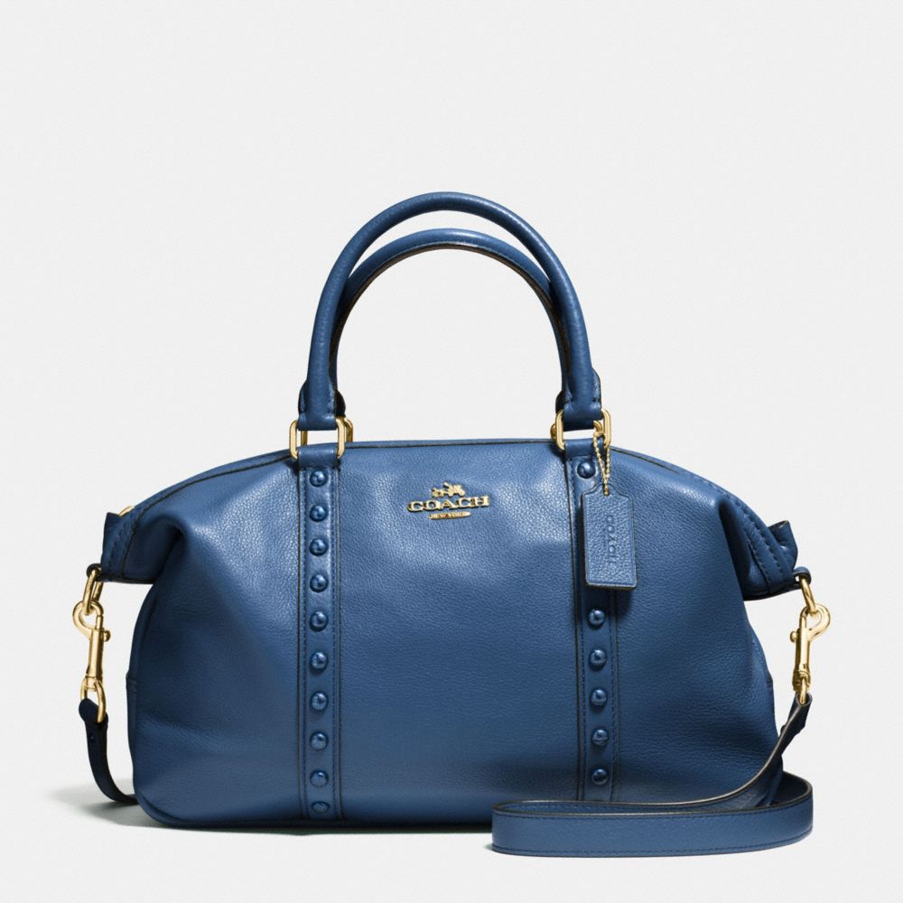 CENTRAL SATCHEL WITH ENAMEL STUD - COACH f57513 - IMITATION  GOLD/MARINA