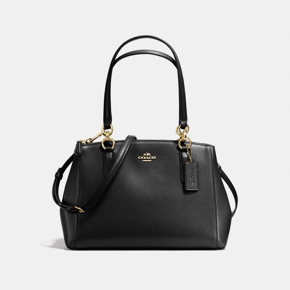 SMALL CHRISTIE CARRYALL IN CROSSGRAIN LEATHER - COACH f57520 - IMITATION GOLD/BLACK