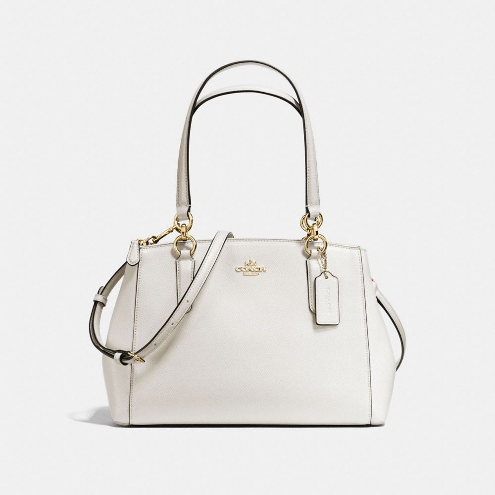 SMALL CHRISTIE CARRYALL IN CROSSGRAIN LEATHER - COACH f57520 -  IMITATION GOLD/CHALK
