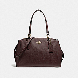 COACH SMALL CHRISTIE CARRYALL IN CROSSGRAIN LEATHER - LIGHT GOLD/OXBLOOD 1 - F57520