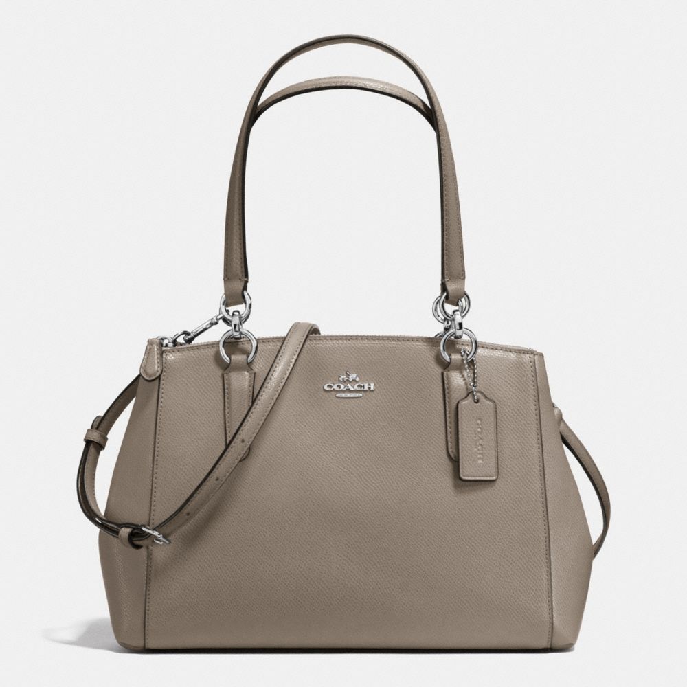 SMALL CHRISTIE CARRYALL IN CROSSGRAIN LEATHER - COACH f57520 -  SILVER/FOG