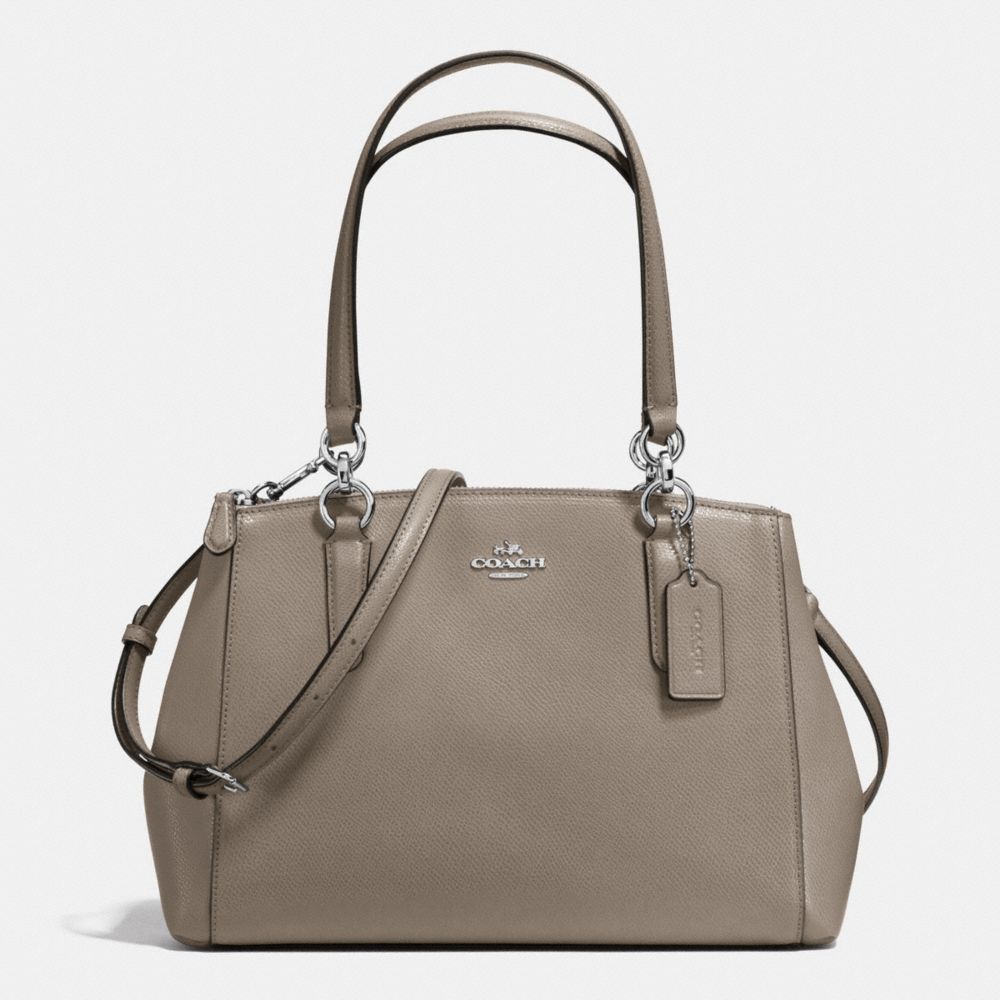 COACH SMALL CHRISTIE CARRYALL IN CROSSGRAIN LEATHER - SILVER/FOG - F57520