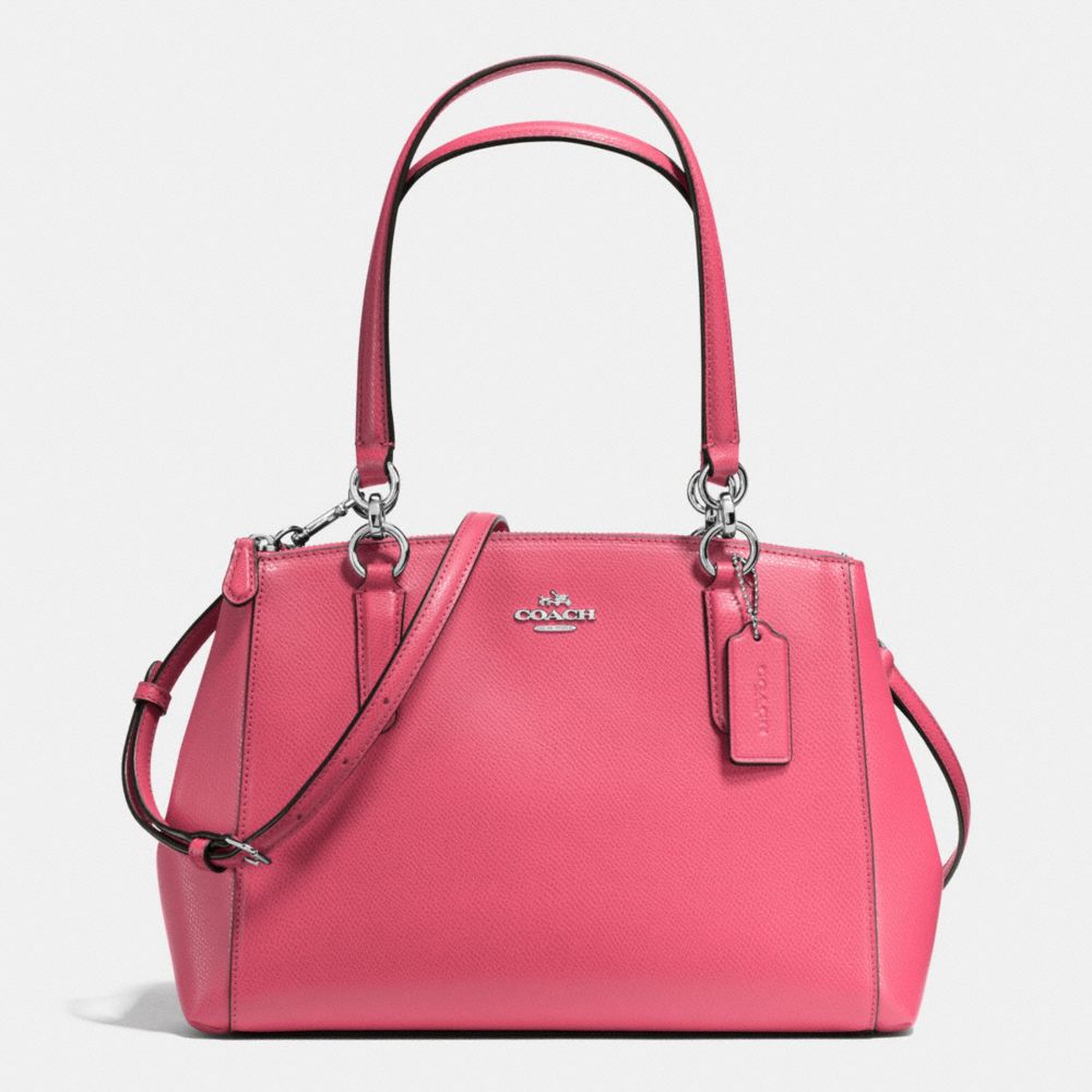 COACH SMALL CHRISTIE CARRYALL IN CROSSGRAIN LEATHER - SILVER/STRAWBERRY - F57520