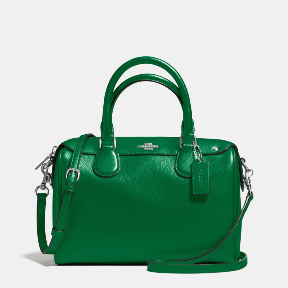 MINI BENNETT SATCHEL IN CROSSGRAIN LEATHER - COACH f57521 -  SILVER/JADE